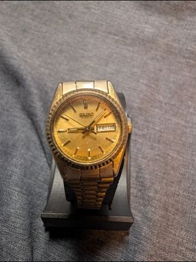 Seiko Gold Tone Day-Date Quartz Women's Watch